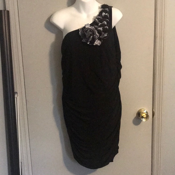 Women’s Formal Short Dress w/ Zebra Flower Accent - Picture 1 of 4